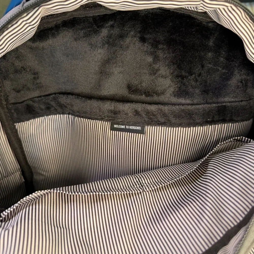 Herschel Supply Co Black Tech Laptop Backpack Travel Work School Fleece Lined